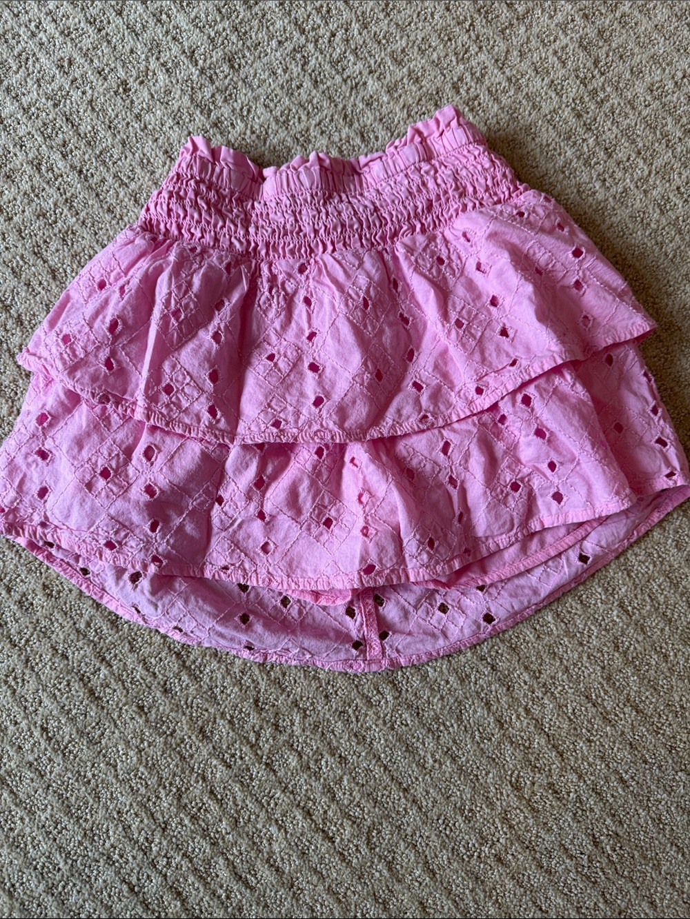 Abercrombie Girls Pink Tiered Eyelet Ruffle Skirt